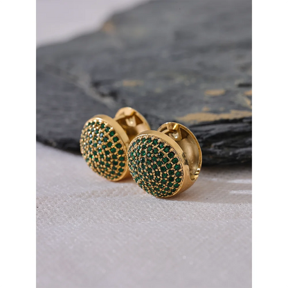 Multi-Color CZ Hollow Hoop Earrings – Gold Plated