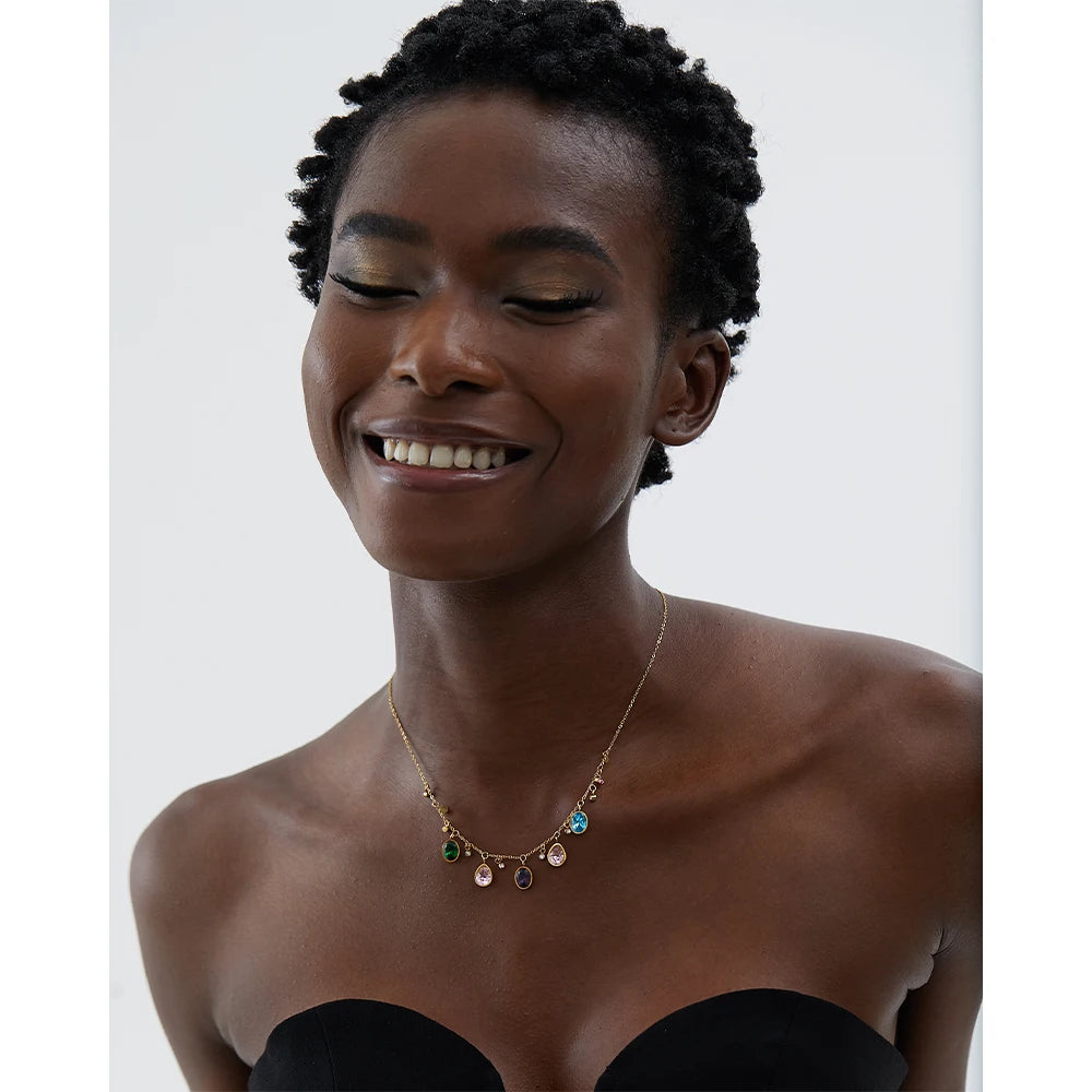 Colorful Luxury Necklace – Sparkling Cubic Zirconia Gemstone Jewelry Gift