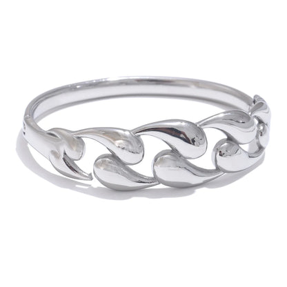 Water Drop Hollow Bangle – 64mm Gold-Plated Stainless Steel Statement Bracelet