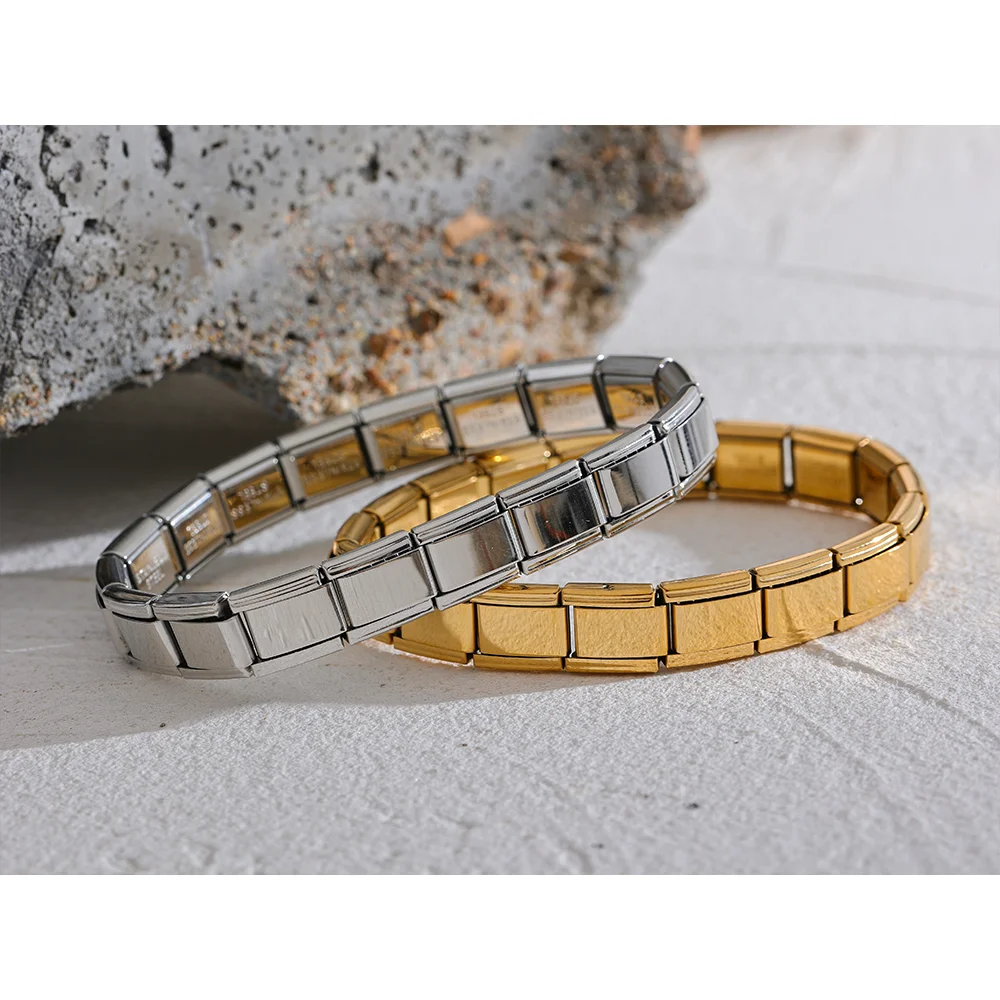 Square Elastic Bracelet – 316 Stainless Steel - 18K Gold Plated