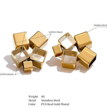 Stylish Unique Creative Square Hollow Stud Earrings for Women Distinctive Chic Jewelry