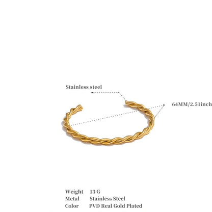 Twisted Cuff Bracelet – 18K Gold Plated Stainless Steel Waterproof Bangle