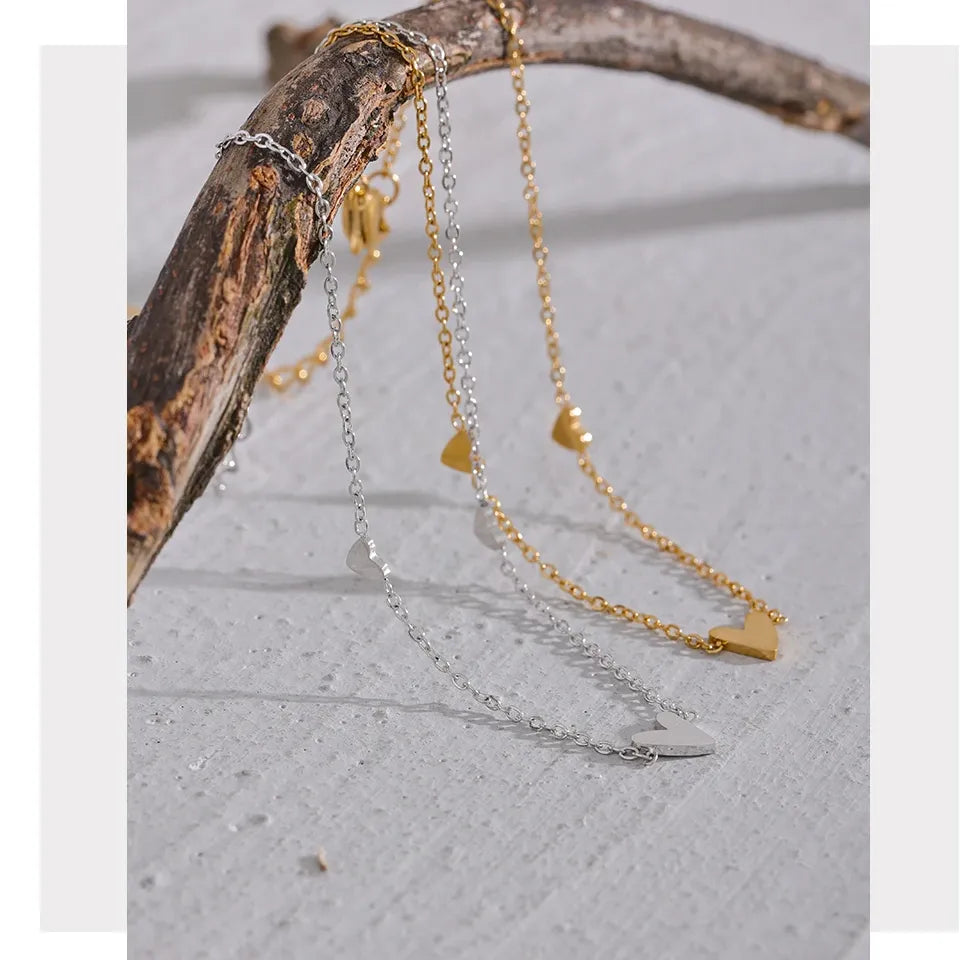 Heart Charm Anklet – Gold & Silver 18K PVD Stainless Steel