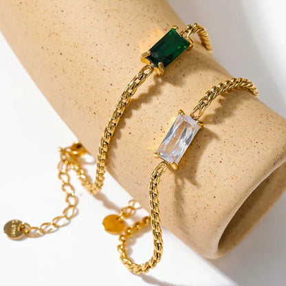 Cubic Zirconia Gold Stainless Steel Bracelet – Waterproof Chic Jewelry