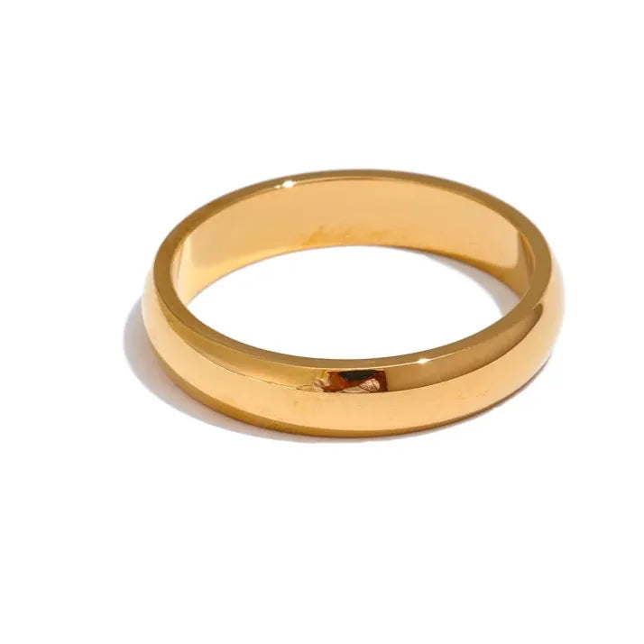 Luxe Jewels Stainless Steel Smooth Ring – 18K Gold Plated Hypoallergenic Jewelry