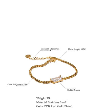 Cubic Zirconia Gold Stainless Steel Bracelet – Waterproof Chic Jewelry