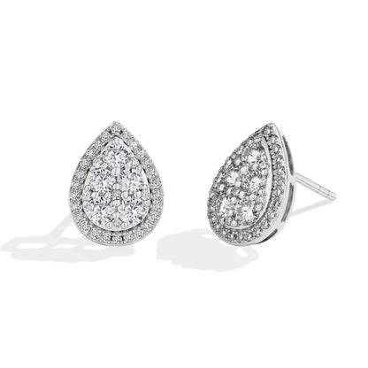 Luxe Jewels Teardrop Shape Earrings Moissanite - Round Cut 925 Sterling Silver Rhodium Plated For Women