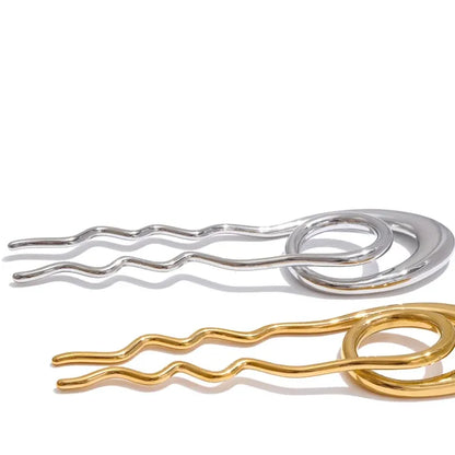 Geometric Metal Hairpin – Gold/Silver Stainless Steel Accessory