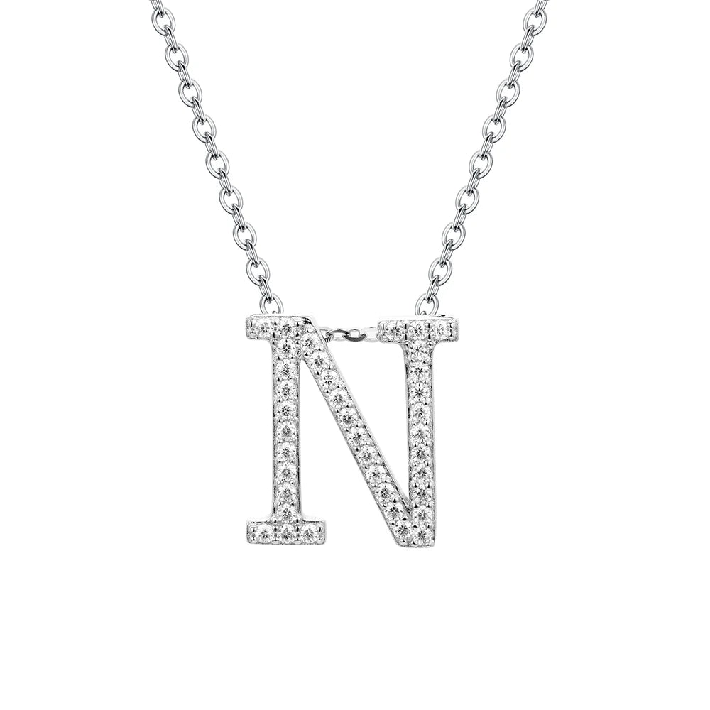 Valentine's Day Gift  - Letter Necklaces Pendants 100% 925 Sterling Silver Unisex (D VVS1 Colour Moissanite)Jewelry