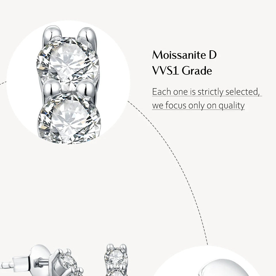 Luxe Jewels 3.0mm Moissanite Hoop Earrings Plated Stud Earrings for Women Fine Jewelry