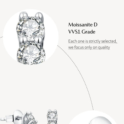 Luxe Jewels 3.0mm Moissanite Hoop Earrings Plated Stud Earrings for Women Fine Jewelry