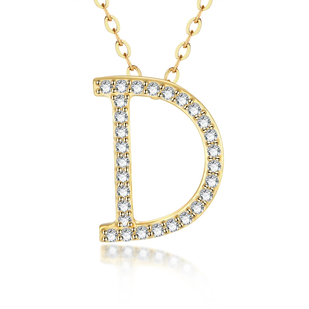 925 Sterling Silver Moissanite English Letter Pendant Necklace Jewelry With Chains