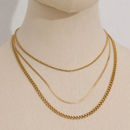 Stylish Golden Necklace Set – Durable Stainless Steel Layers