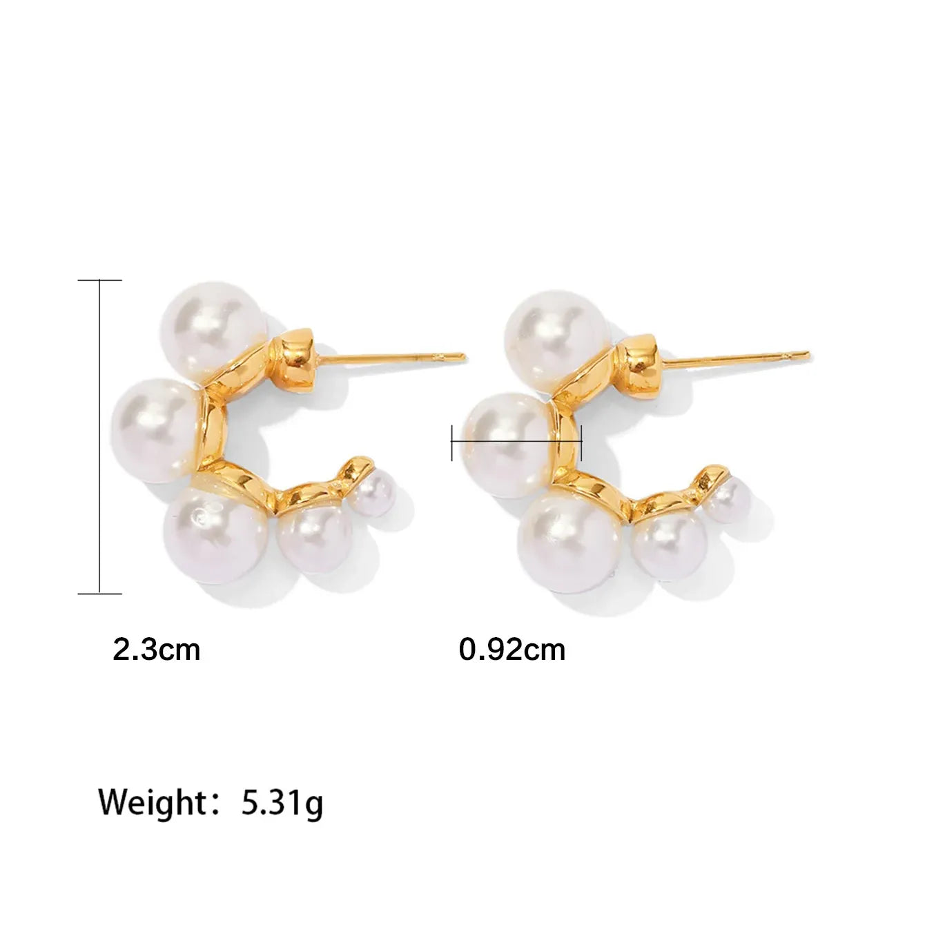 Uworld Exquisite Luxury Stainless Steel  Pearls Beads Hoop Huggie Earrings Romantic Elegant Fashion Charm Trendy Chic Jewelry