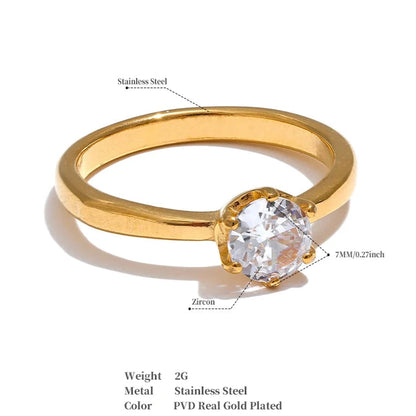 Luxe Jewels Cubic Zirconia Classic Ring – High-Quality 18K Gold Plated Jewelry