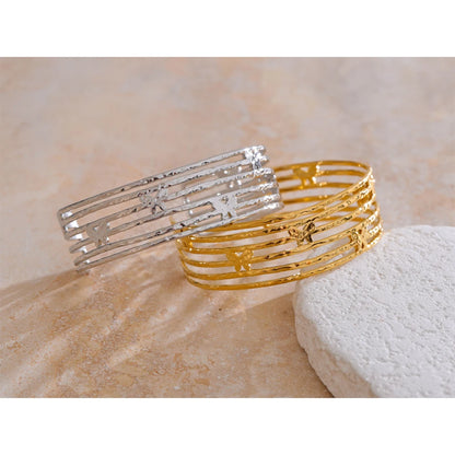 Butterfly Cuff Bracelet – Gold-Plated Stainless Steel Wide Open Bangle