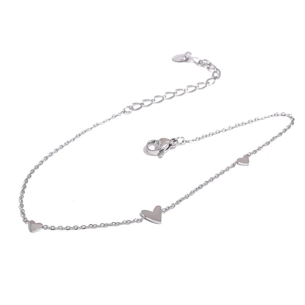 Heart Charm Anklet – Gold & Silver 18K PVD Stainless Steel