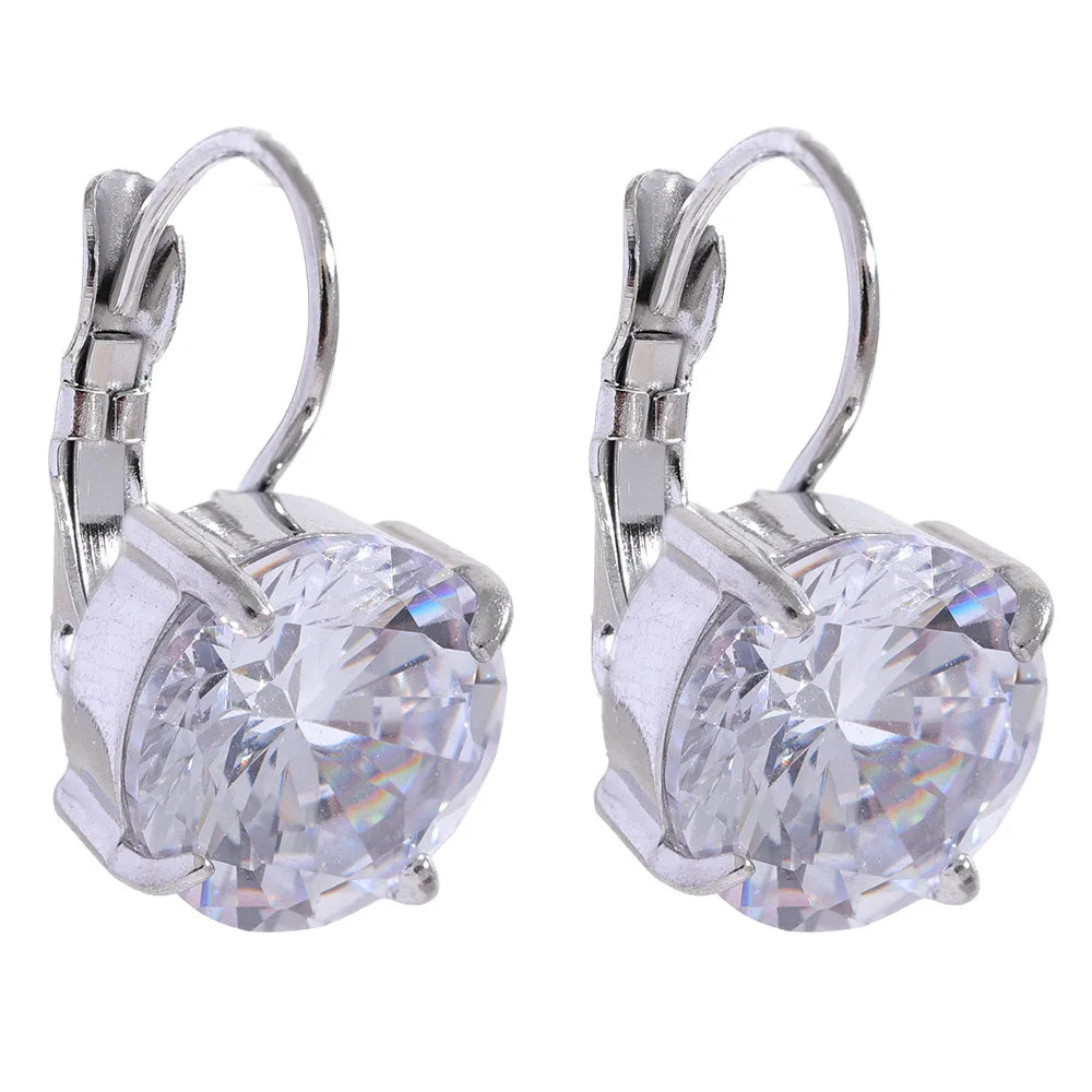 Colorful Cubic Zirconia Round Hoop Earrings – Gold Plated