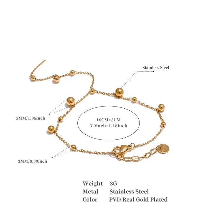 Gold Stainless Steel Finger Hand Bracelet – 18K Plated Beaded Jewelry