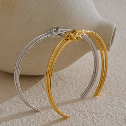 Knot Cuff Bracelet – Gold-Plated Stainless Steel Open Bangle