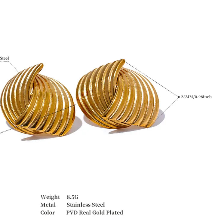 Stainless Steel Geometric Stud Earrings Hypoallergenic - 18K Gold PVD Plated Jewelry