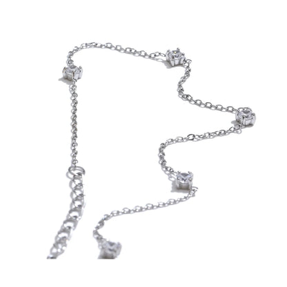 Cubic Zirconia Jewelry Set – Stainless Steel Necklace - Bracelet & Anklet