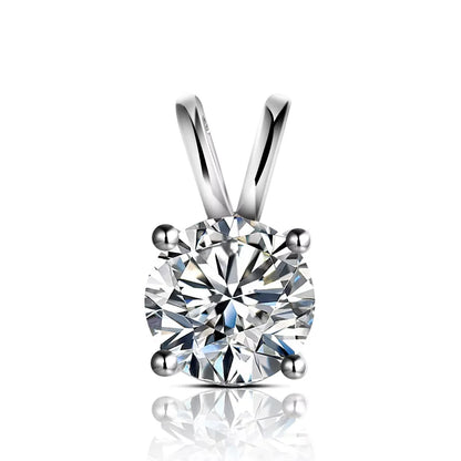 Luxe Jewels 2Carat 8.0mm Real Moissanite Pendant Necklace For Women 100% 925 Sterling Silver