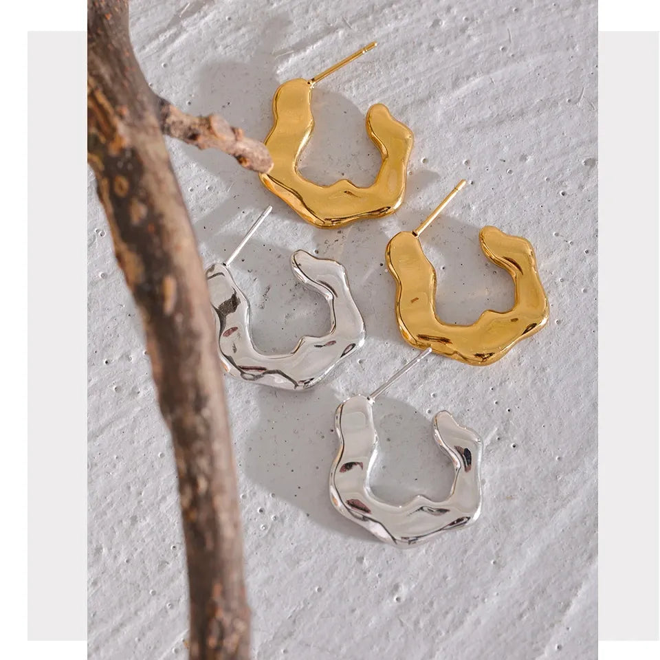 Minimalist Stainless Steel Fashion Huggie Earrings High Quality Waterproof Jewelry Women