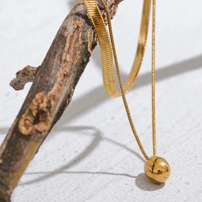 Double Layer Water Drop Pendant Necklace – 18K Gold Stainless Steel