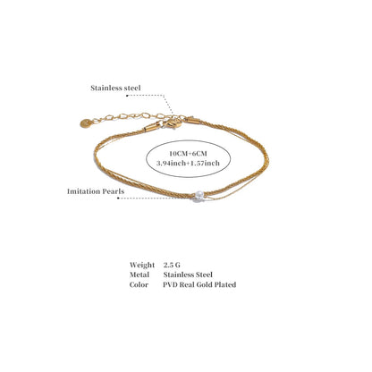 Layered Pearl Anklet – Gold & Platinum Plated Fashion Jewelry
