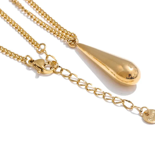 Minimalist Water Drop Pendant Necklace – Gold Stainless Steel