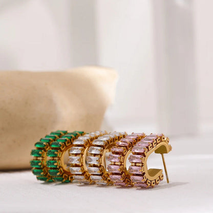 Stainless Steel Cubic Zirconia Earrings Jewelry