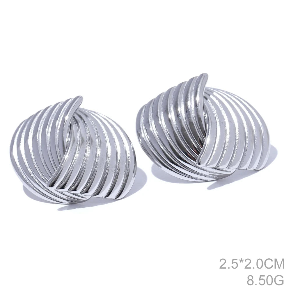 Stainless Steel Geometric Stud Earrings Hypoallergenic - 18K Gold PVD Plated Jewelry