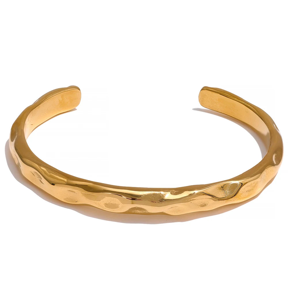 Minimalist Open Cuff Bracelet – Gold Plated Stainless Steel, Tarnish-Free