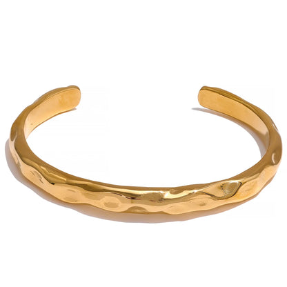 Minimalist Open Cuff Bracelet – Gold Plated Stainless Steel, Tarnish-Free