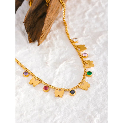 Colorful Butterfly Drop Anklet – 18K Gold Stainless Steel