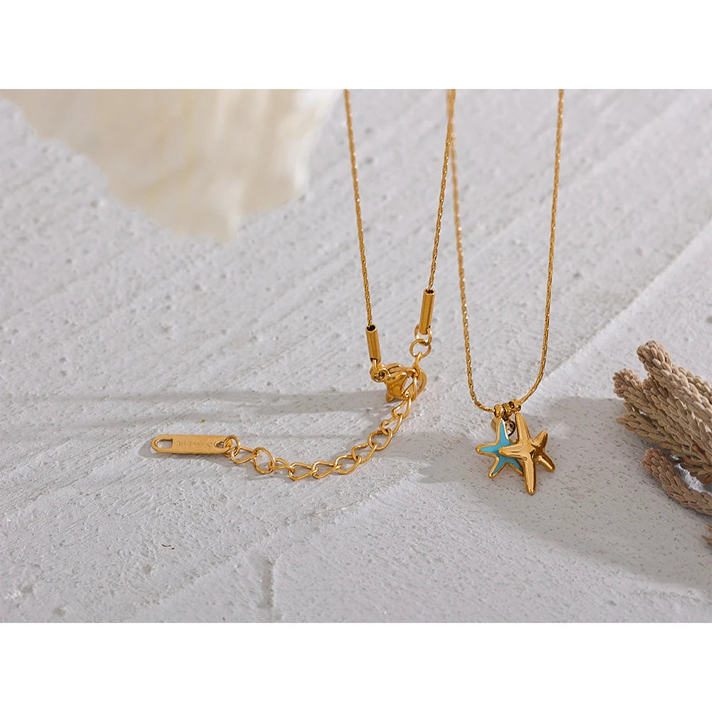 Starfish CZ Pendant Necklace – Gold Plated