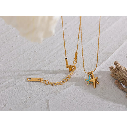 Starfish CZ Pendant Necklace – Gold Plated