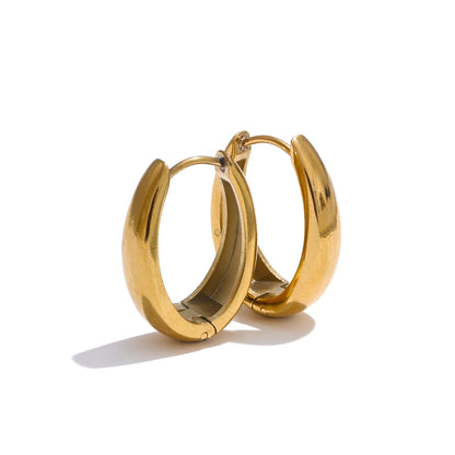 316L Stainless Steel Geometric U-Shape Hoop Earrings 18K Gold PVD Plated Popular Waterproof Jewelry