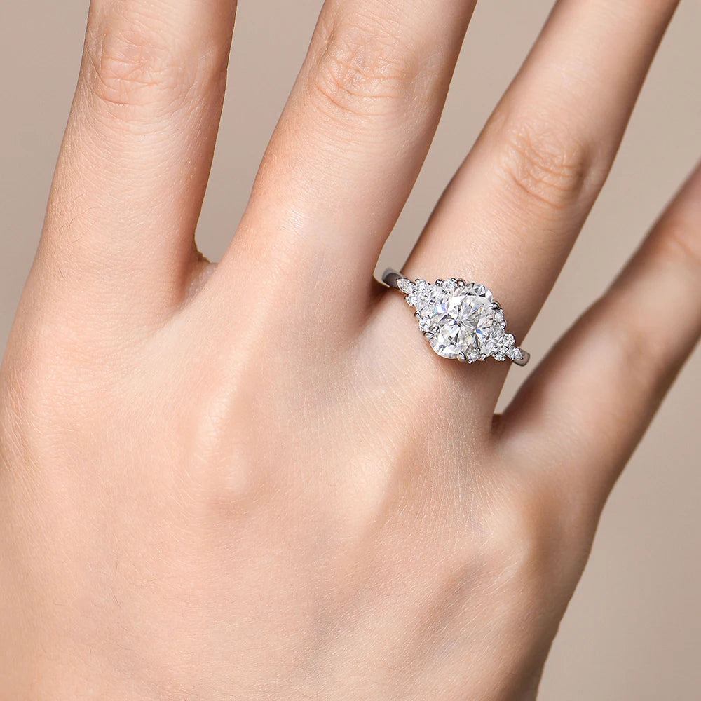 Luxe Jewels Luxury Ring (D VVS1 Color) 2.5CT Oval Cut Moissanite Ring for Women