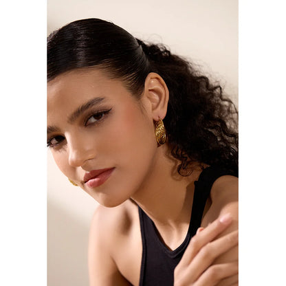 Charm Stainless Steel Twisted Hoop Earrings Waterproof Texture 18K Gold Plated Fashion Jewelry