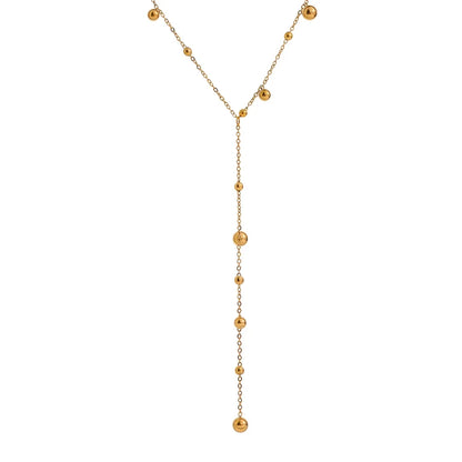 Elegant Minimalist Bead Necklace – 18K Gold Plated Design