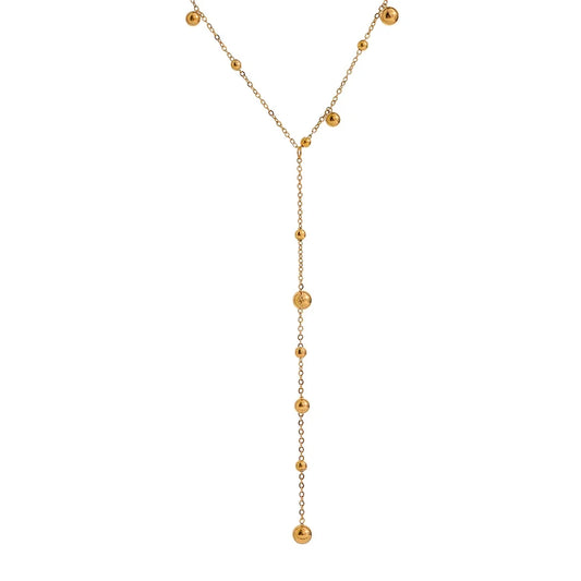 Elegant Minimalist Bead Necklace – 18K Gold Plated Design