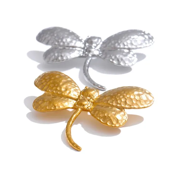 Dragonfly Brooch – Waterproof Gold-Plated Stainless Steel Pin