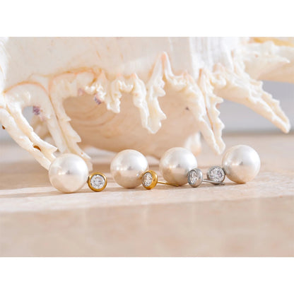 Korean Style Imitation Pearls Zircon Round Classic Daily Stud Earrings Women Stainless Steel - Charm Fashion Jewelry