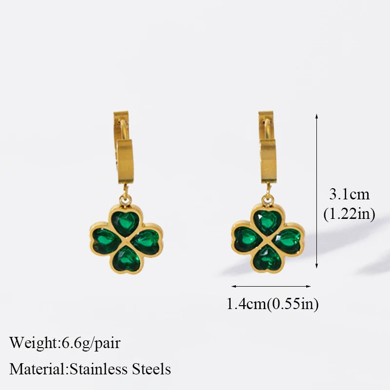 Green Clover Crystal Earrings and More – Waterproof Stainless Steel Fashion Jewelry