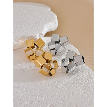 Stylish Unique Creative Square Hollow Stud Earrings for Women Distinctive Chic Jewelry