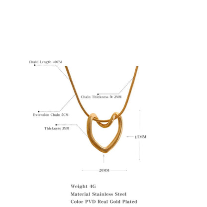Minimalist Hollow Heart Pendant – Gold Stainless Steel Necklace
