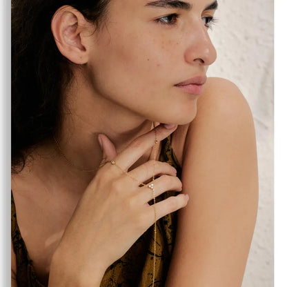 Cubic Zirconia Gold Necklace – Long Chain, Elegant Bling Jewelry