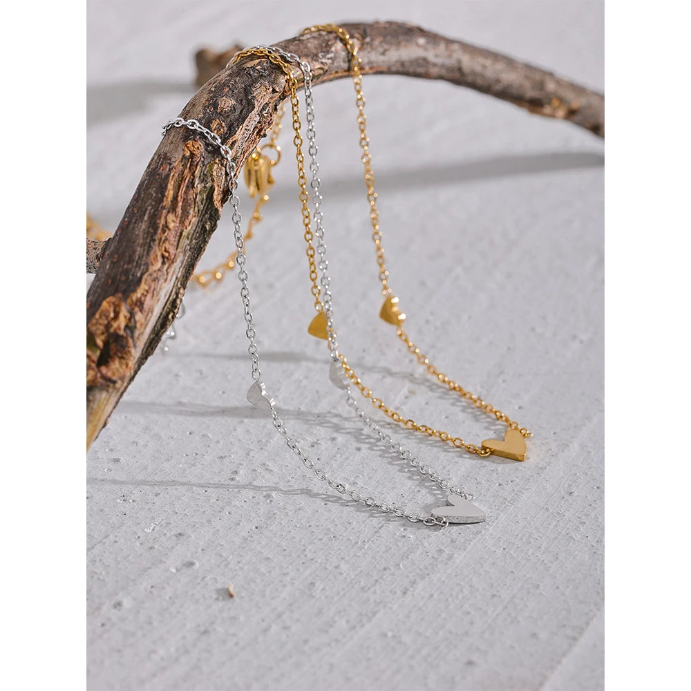 Heart Charm Anklet – Gold & Silver 18K PVD Stainless Steel